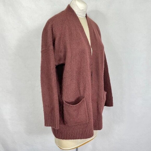 Old Navy Slow Motion Open Knit Oversized Cardigan With Pockets Large Plump Plum - Picture 2 of 5